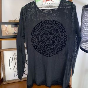 INC boho black long sleeve shirt w/ cami  xl c24